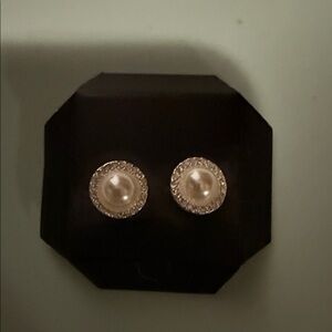 Avon Pearl and Silver Stud Earrings